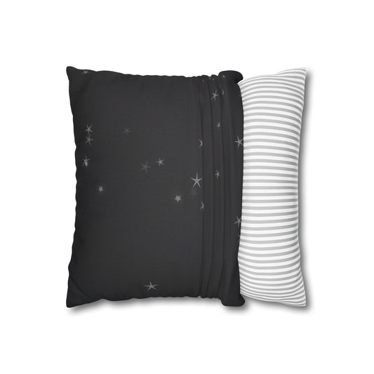 Starry Night Black Decorative Pillowcase — Sparkling Minimal Accent