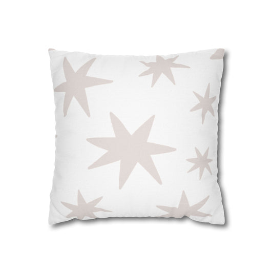 Beige Starburst Decorative Pillowcase — Square Spun Polyester Throw Pillow Cover