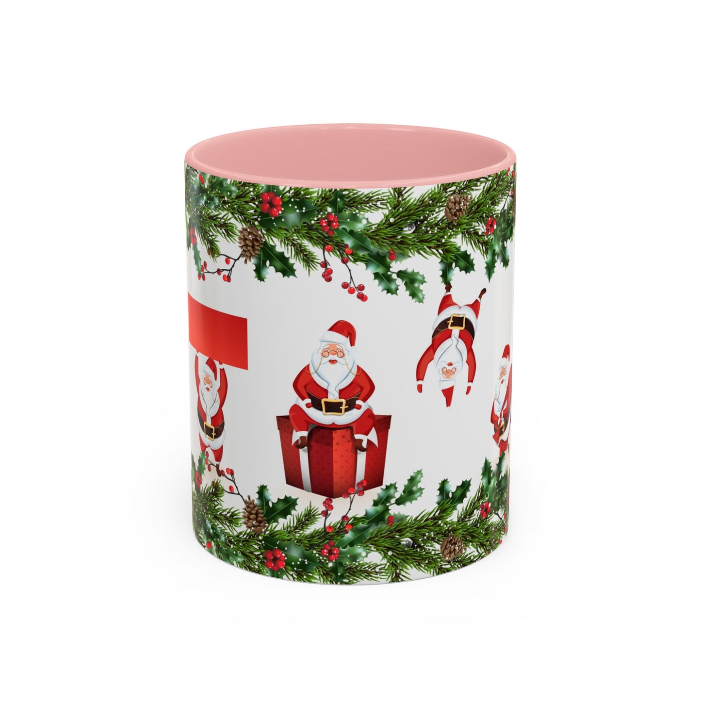 Christmas Santa Pattern Accent Coffee Mug (11/15oz)