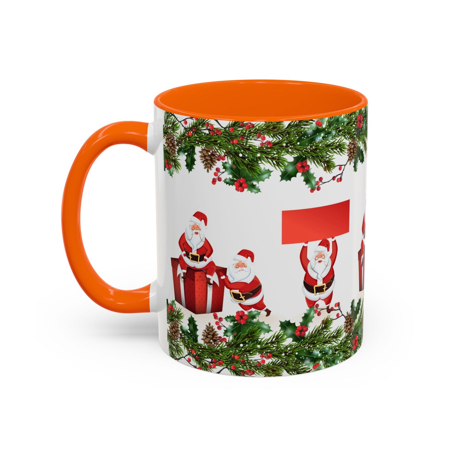 Christmas Santa Pattern Accent Coffee Mug (11/15oz)