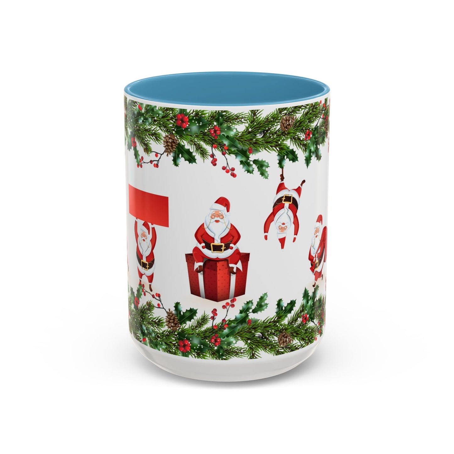 Christmas Santa Pattern Accent Coffee Mug (11/15oz)
