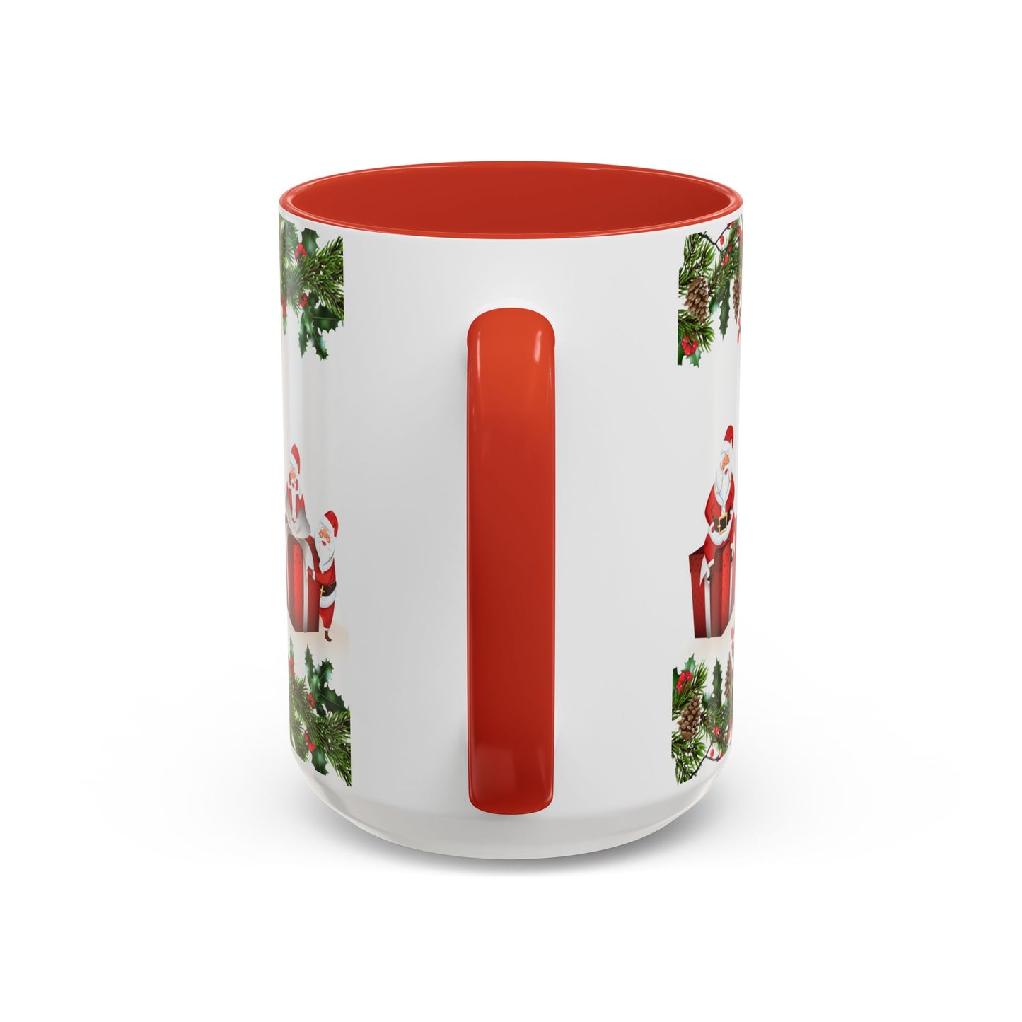 Christmas Santa Pattern Accent Coffee Mug (11/15oz)