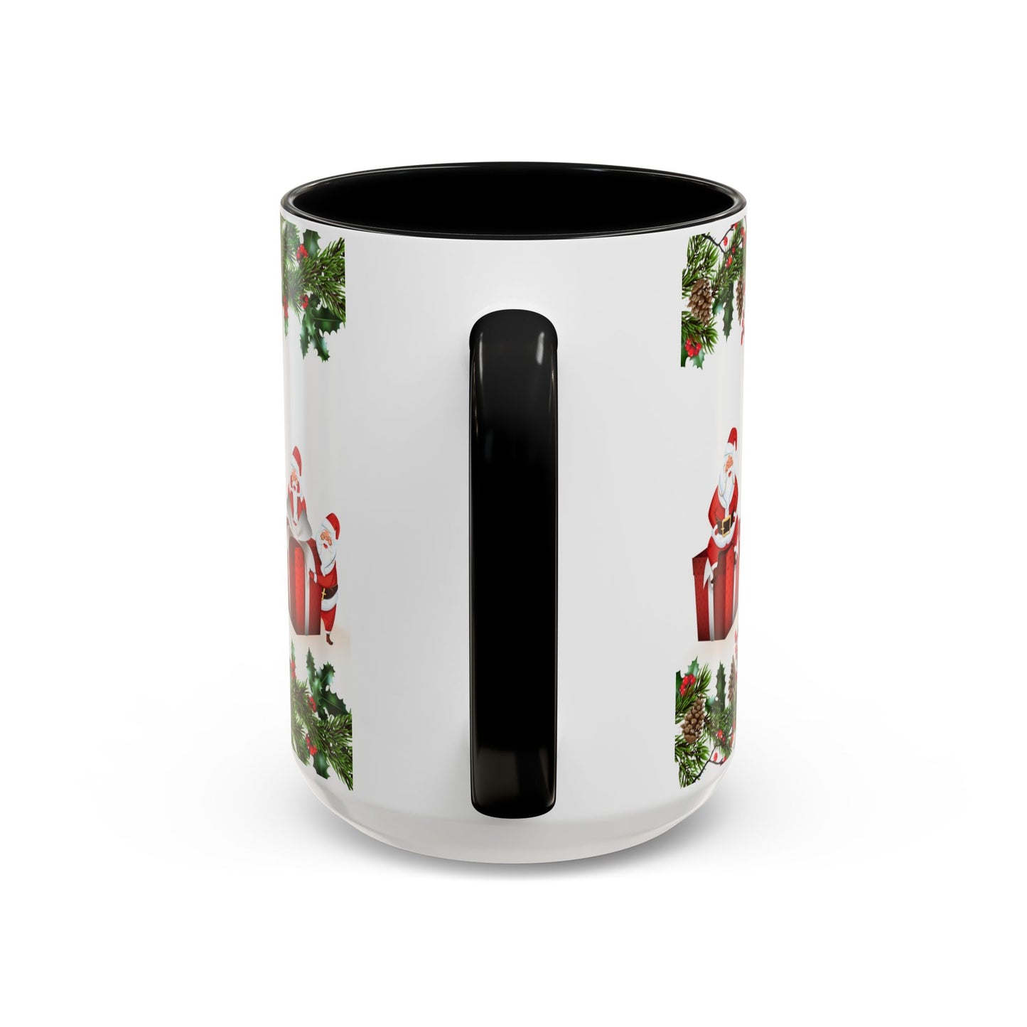 Christmas Santa Pattern Accent Coffee Mug (11/15oz)