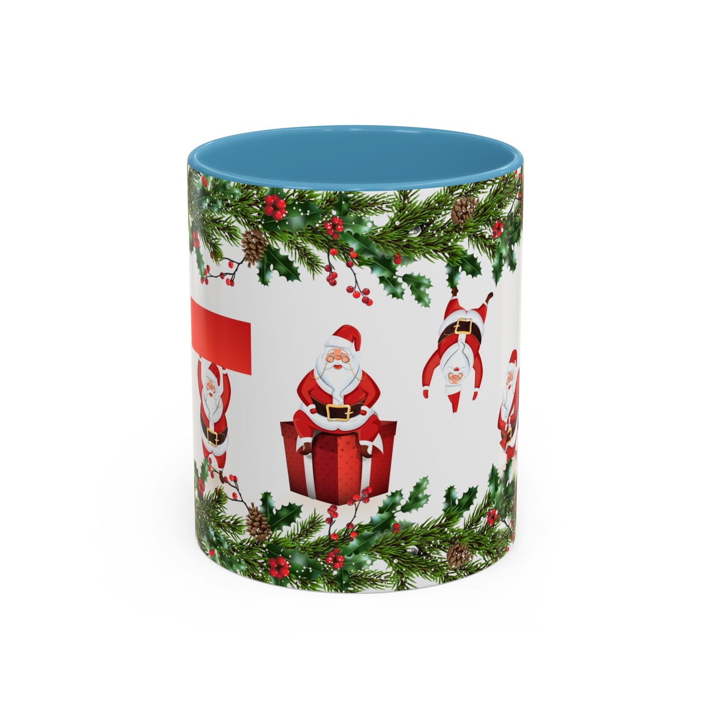 Christmas Santa Pattern Accent Coffee Mug (11/15oz)