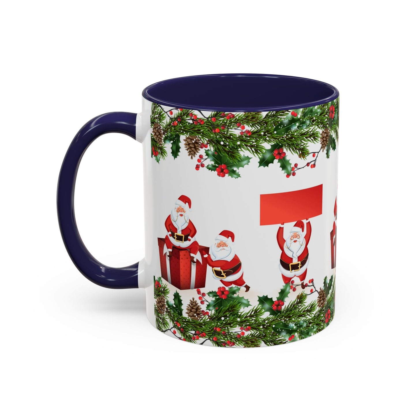 Christmas Santa Pattern Accent Coffee Mug (11/15oz)