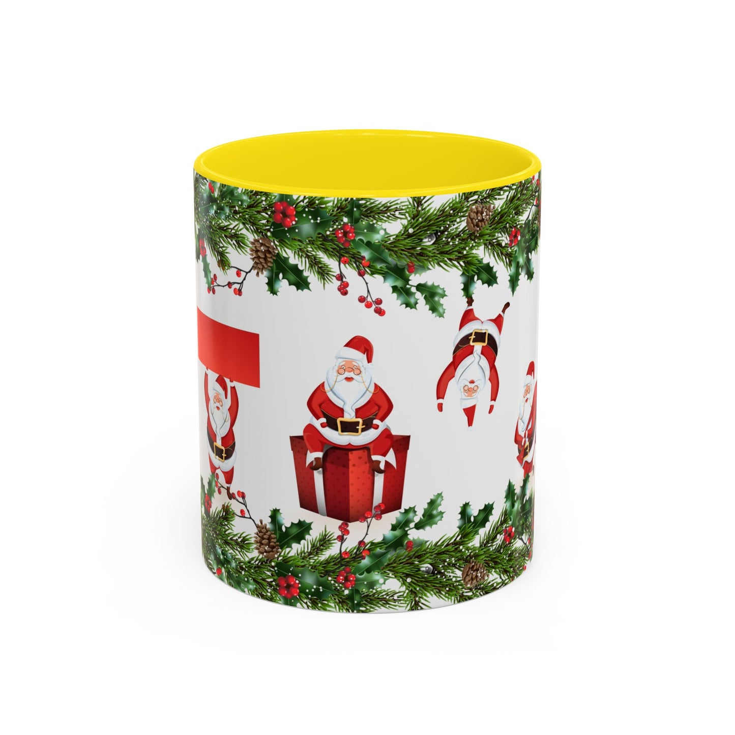 Christmas Santa Pattern Accent Coffee Mug (11/15oz)