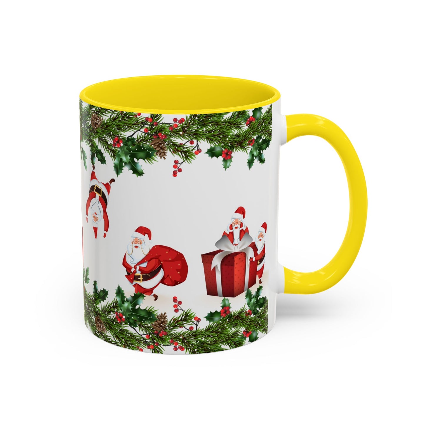 Christmas Santa Pattern Accent Coffee Mug (11/15oz)