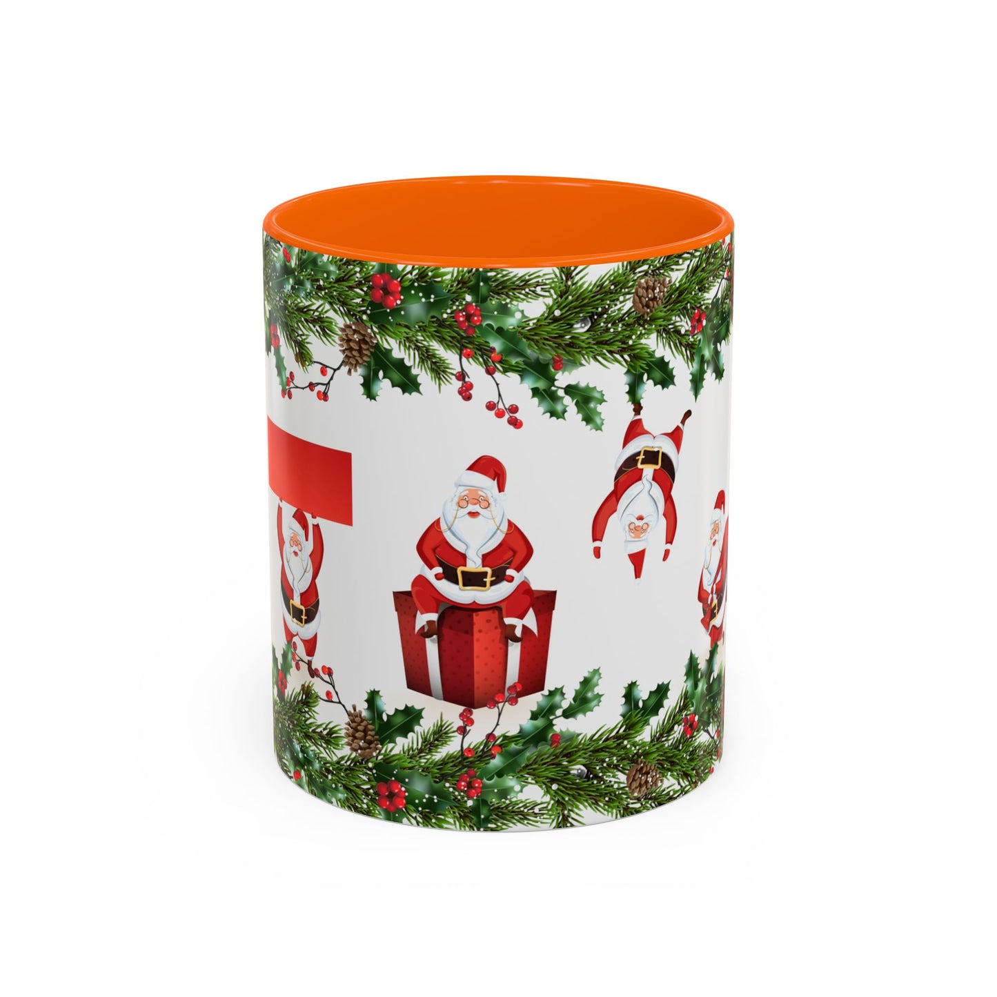 Christmas Santa Pattern Accent Coffee Mug (11/15oz)