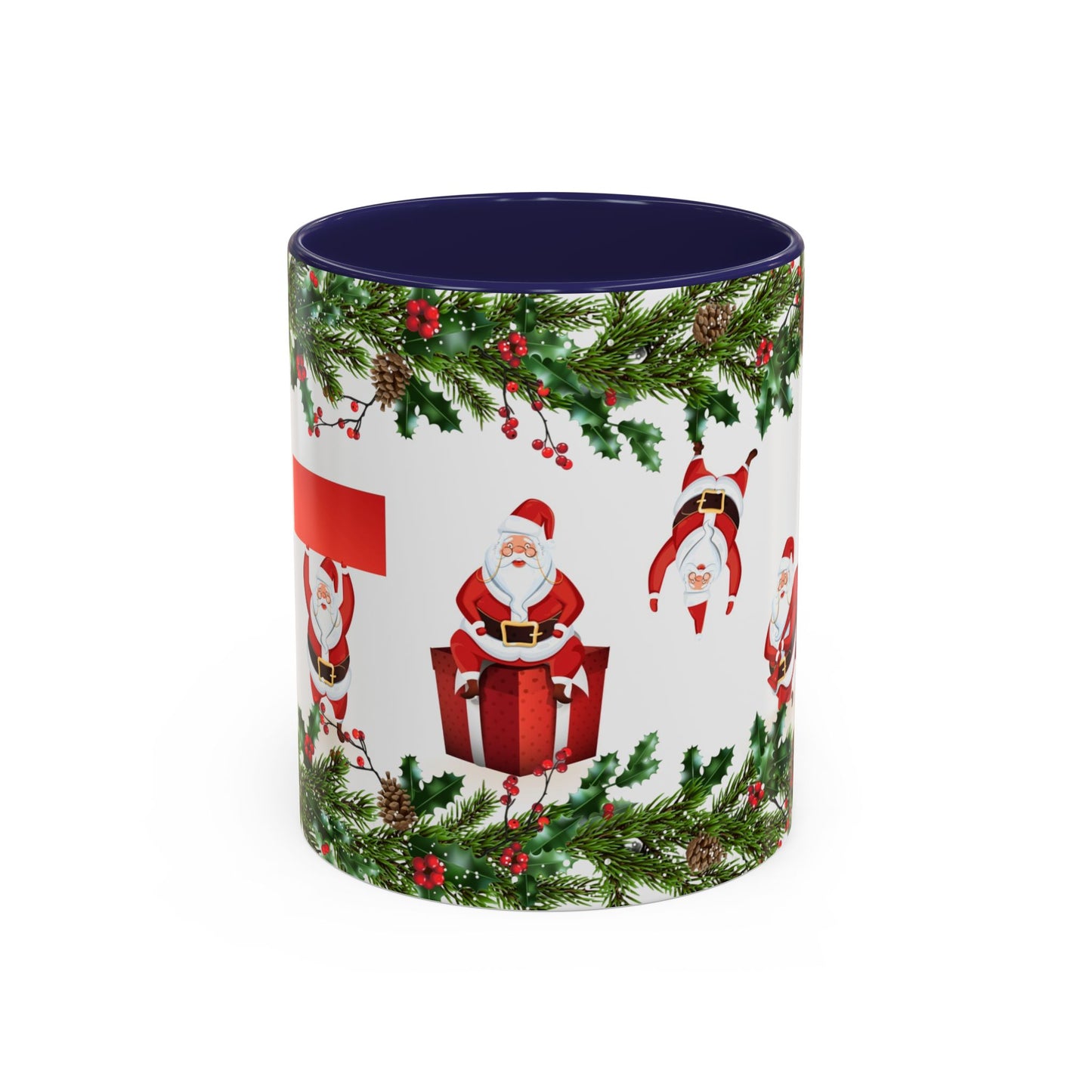 Christmas Santa Pattern Accent Coffee Mug (11/15oz)