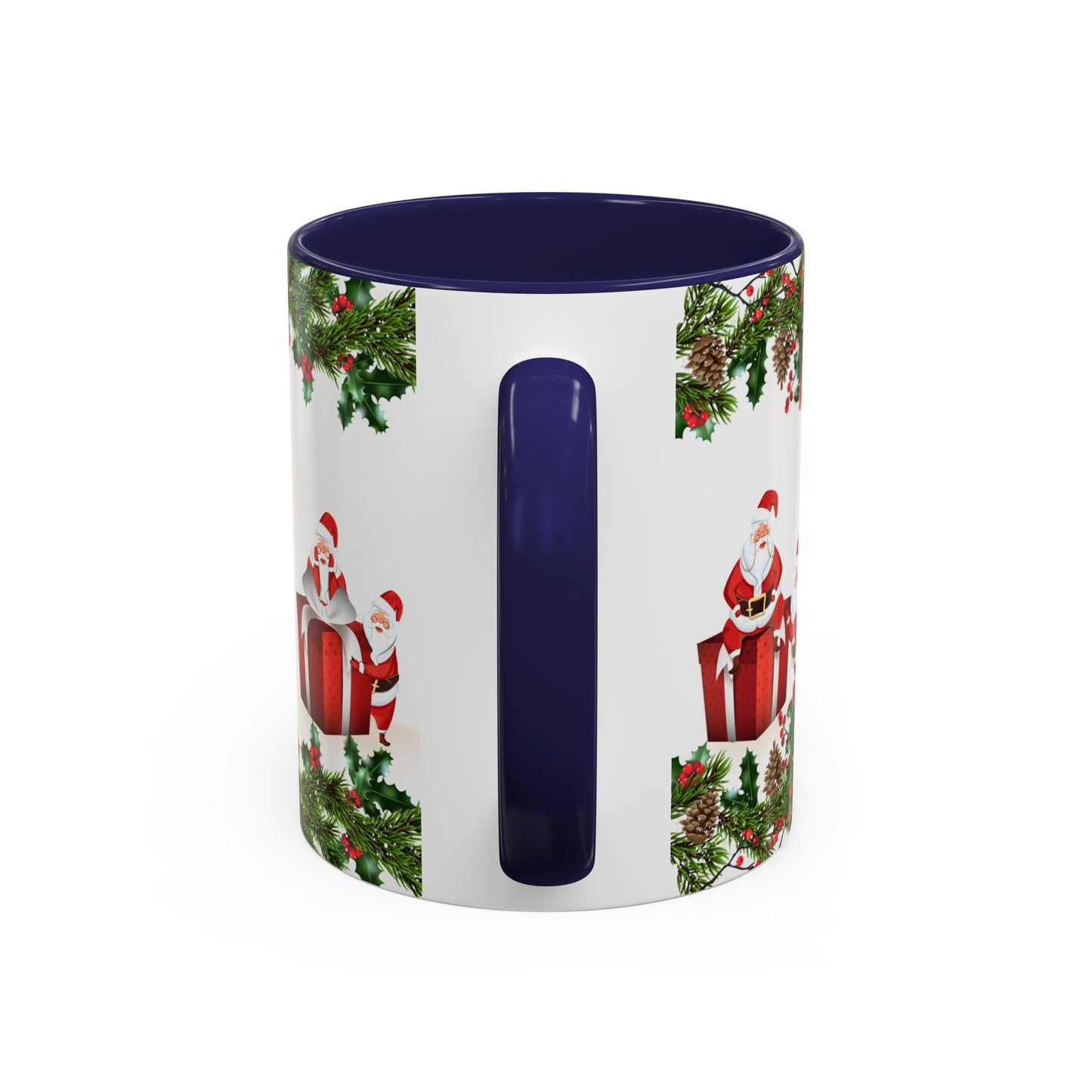Christmas Santa Pattern Accent Coffee Mug (11/15oz)