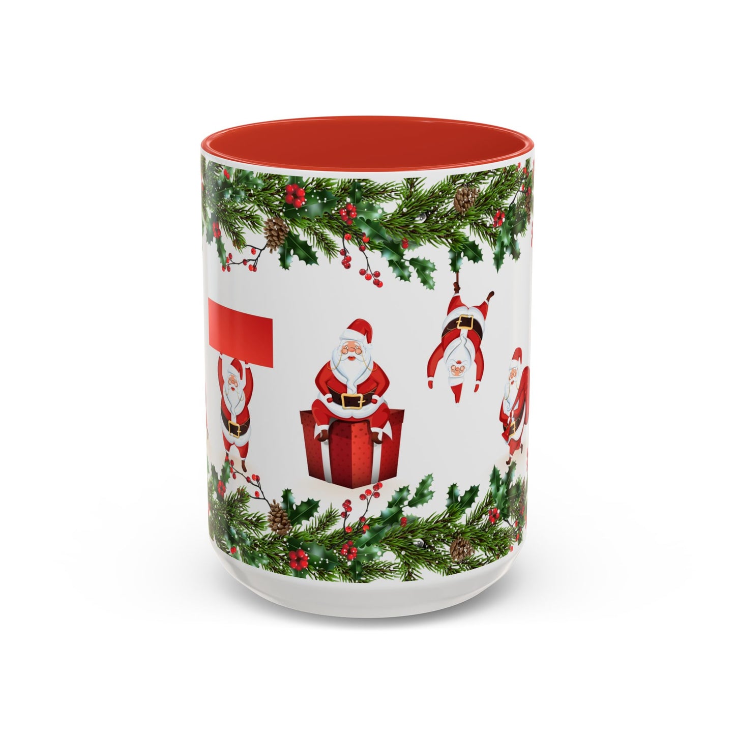 Christmas Santa Pattern Accent Coffee Mug (11/15oz)