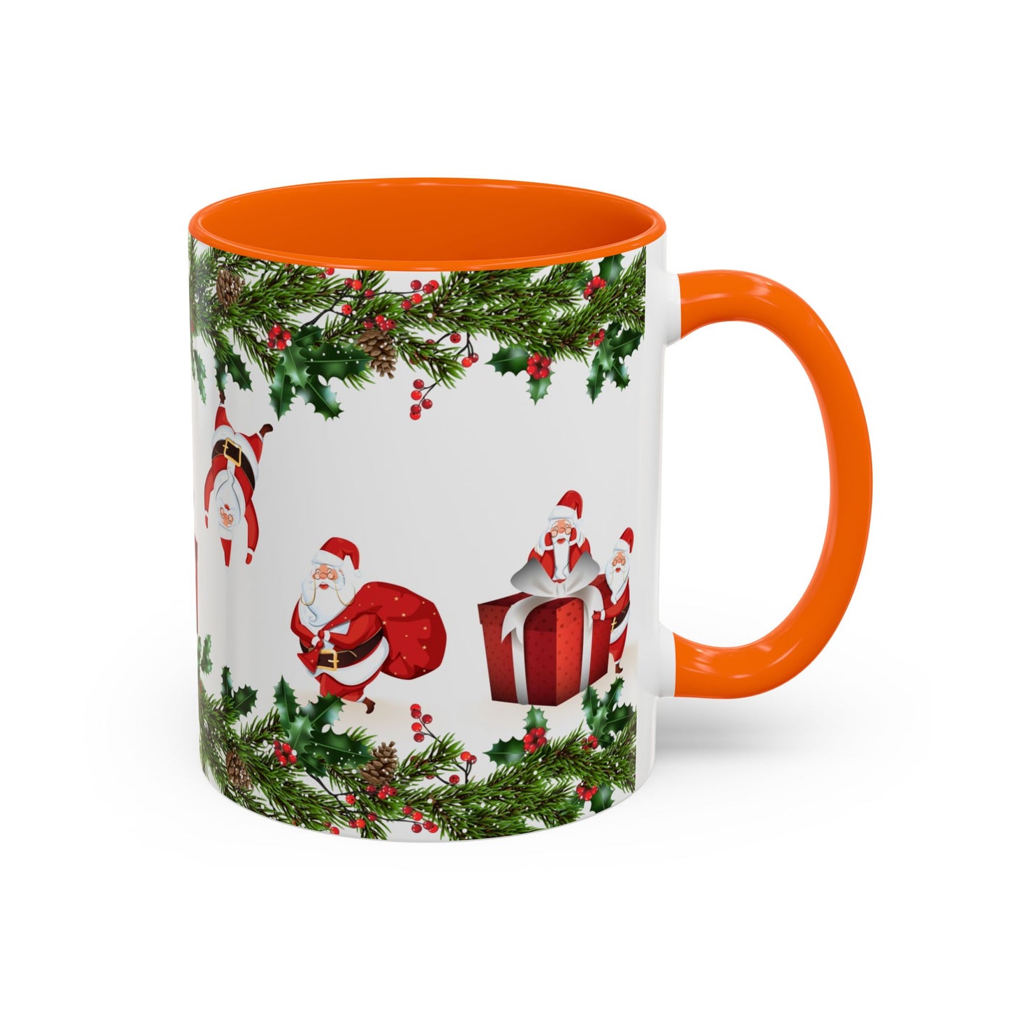 Christmas Santa Pattern Accent Coffee Mug (11/15oz)
