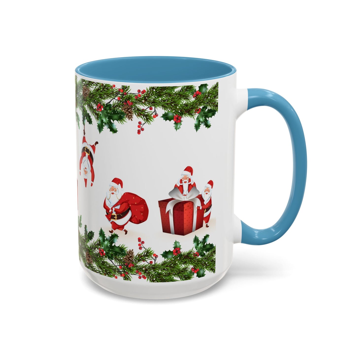 Christmas Santa Pattern Accent Coffee Mug (11/15oz)