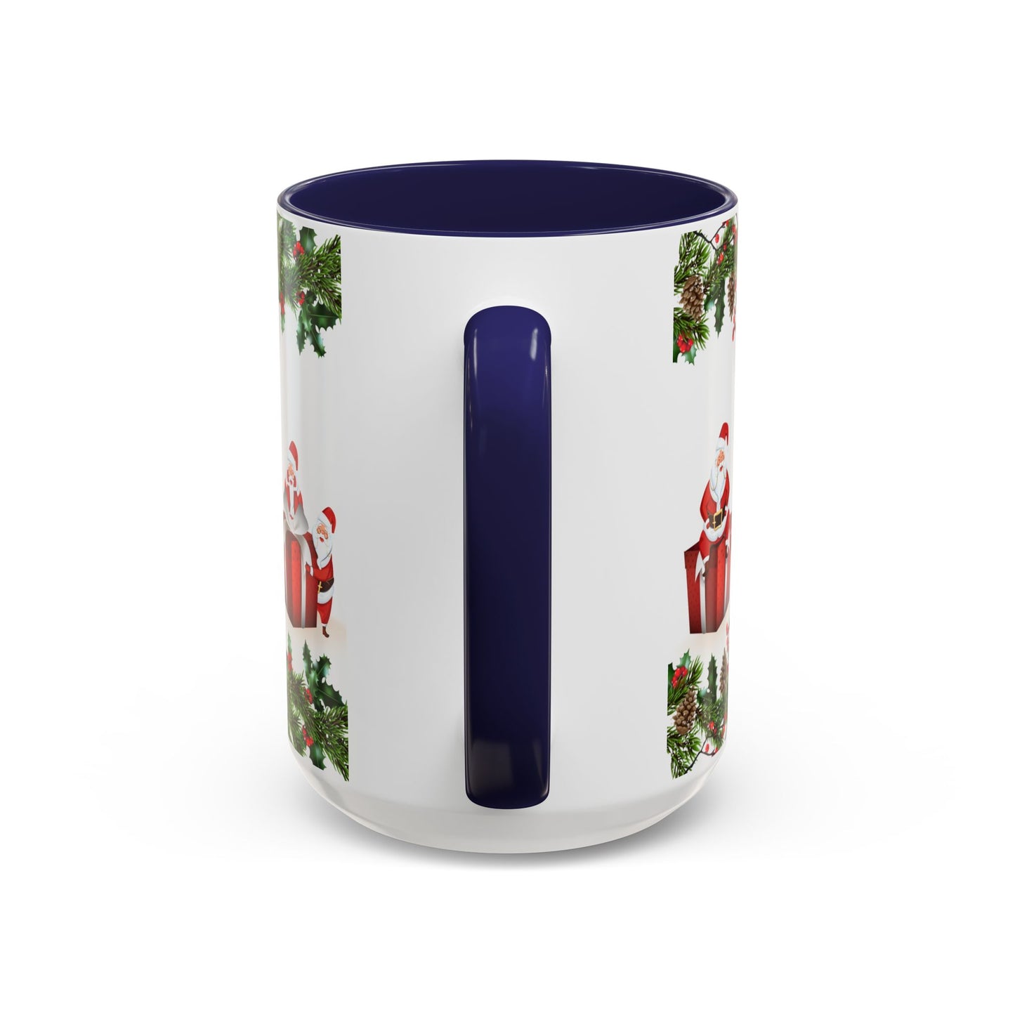 Christmas Santa Pattern Accent Coffee Mug (11/15oz)