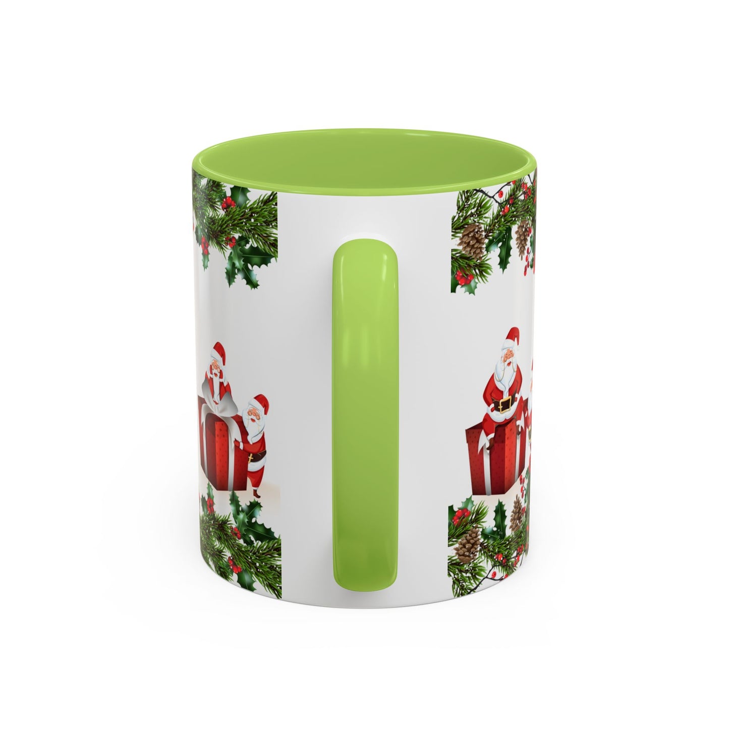 Christmas Santa Pattern Accent Coffee Mug (11/15oz)