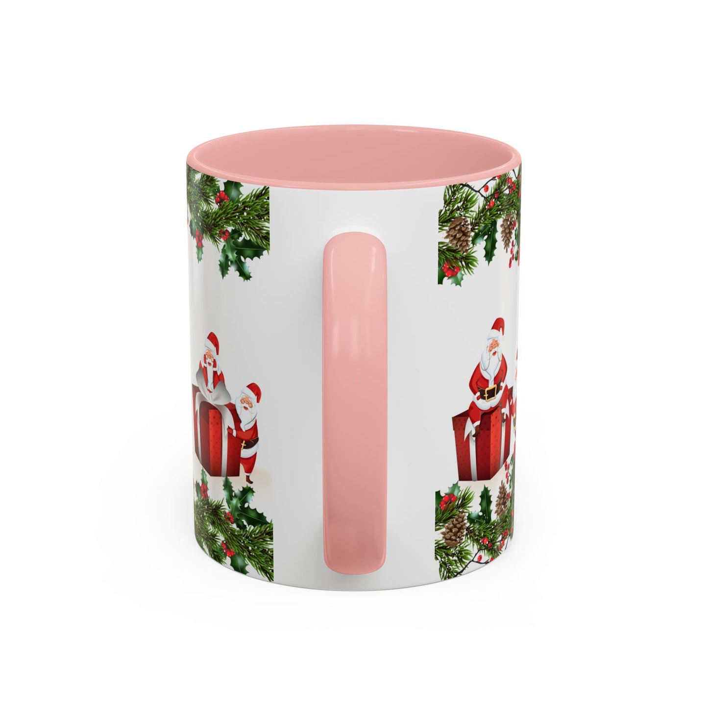 Christmas Santa Pattern Accent Coffee Mug (11/15oz)