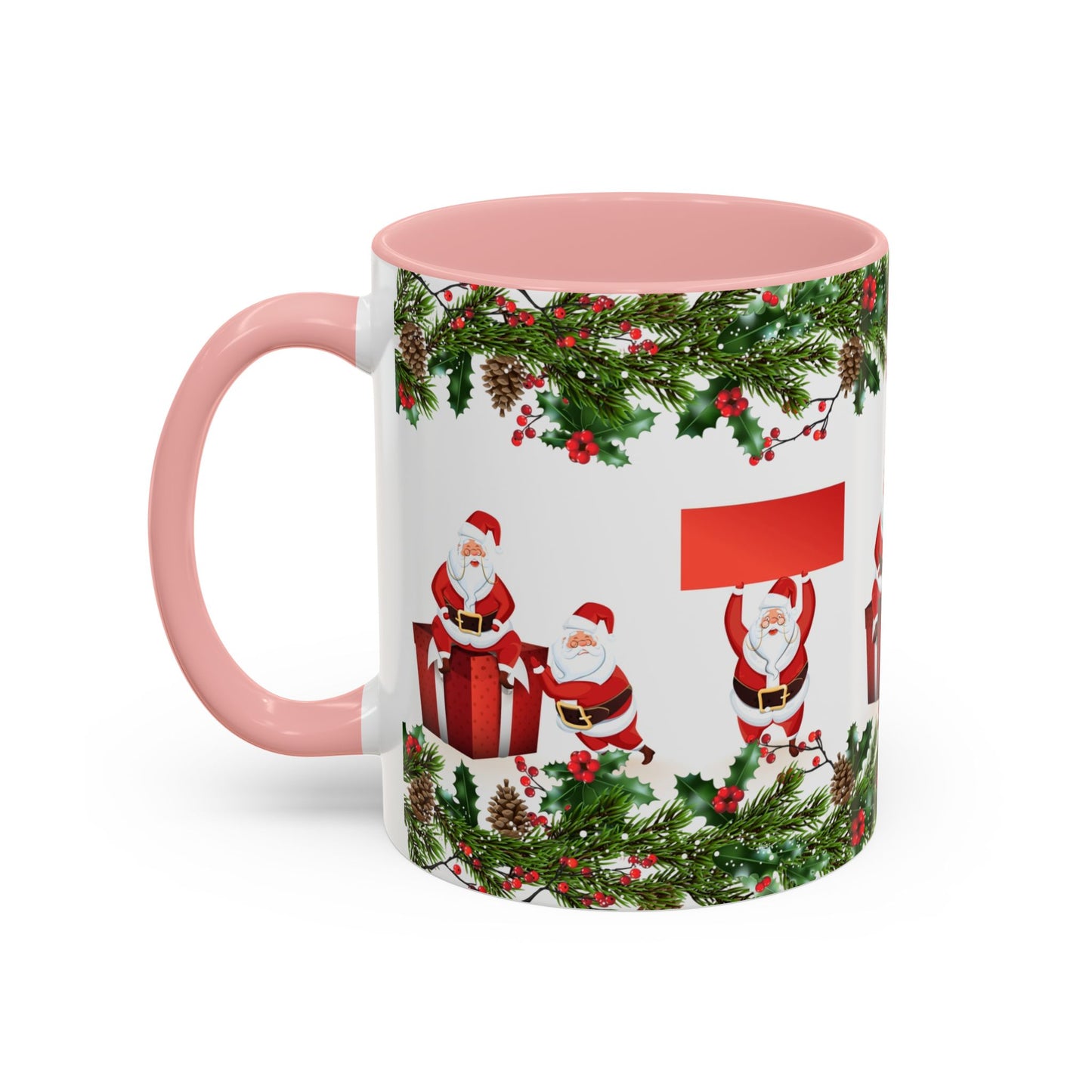 Christmas Santa Pattern Accent Coffee Mug (11/15oz)