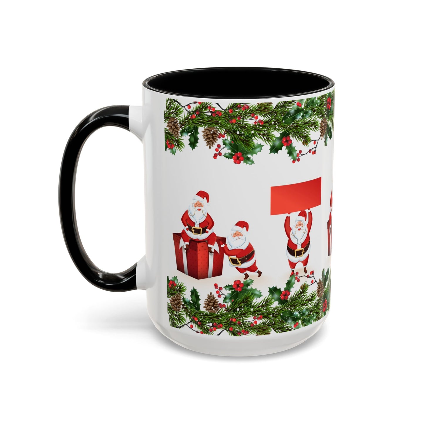 Christmas Santa Pattern Accent Coffee Mug (11/15oz)