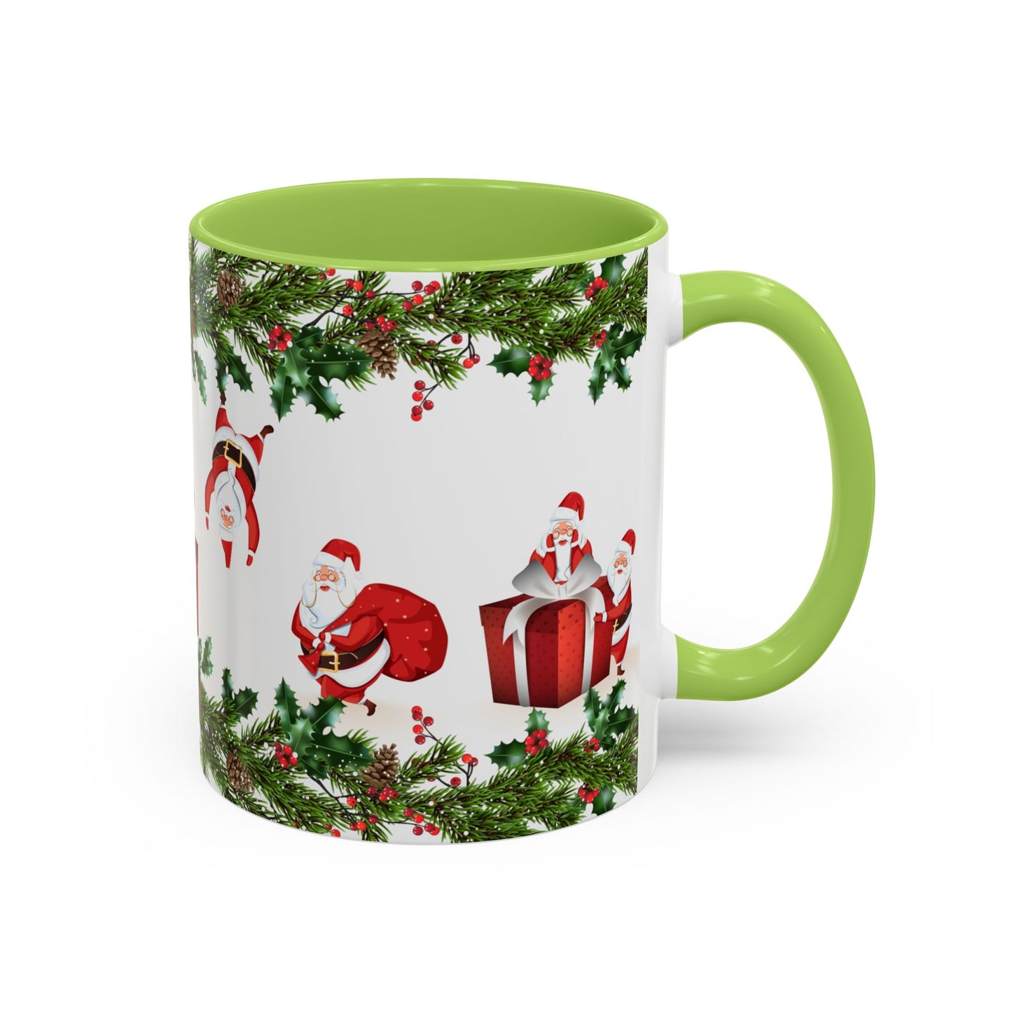Christmas Santa Pattern Accent Coffee Mug (11/15oz)
