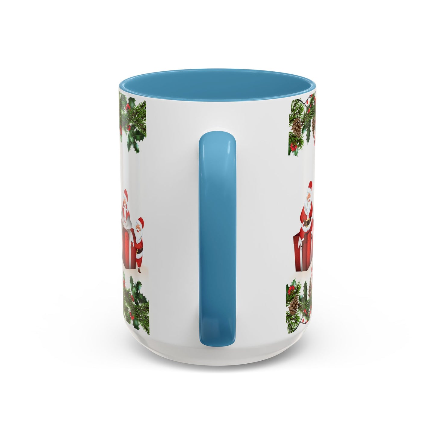 Christmas Santa Pattern Accent Coffee Mug (11/15oz)