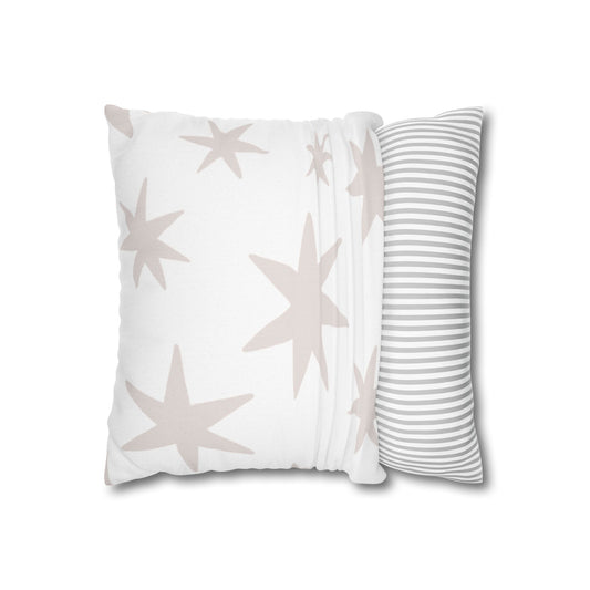 Beige Starburst Decorative Pillowcase — Square Spun Polyester Throw Pillow Cover