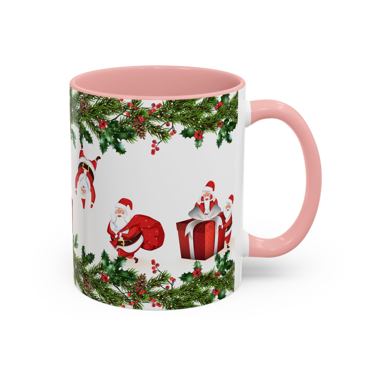 Christmas Santa Pattern Accent Coffee Mug (11/15oz)