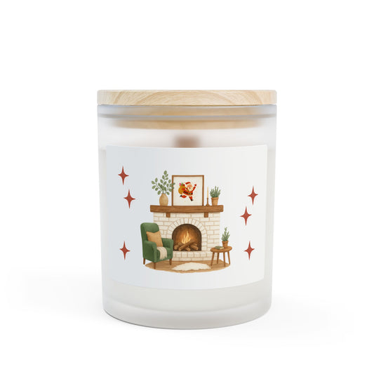 Cozy Fireplace Frosted Glass Candle — 11oz Home Comfort Scented Candle