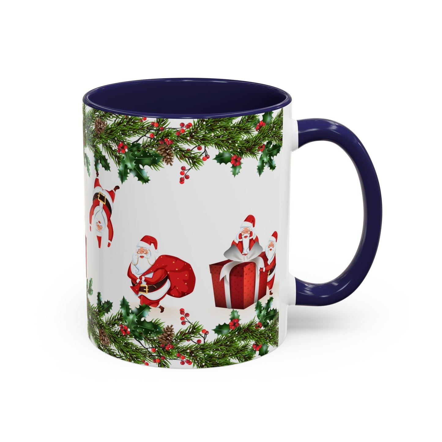 Christmas Santa Pattern Accent Coffee Mug (11/15oz)