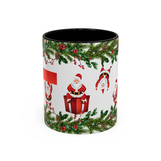 Christmas Santa Pattern Accent Coffee Mug (11/15oz)