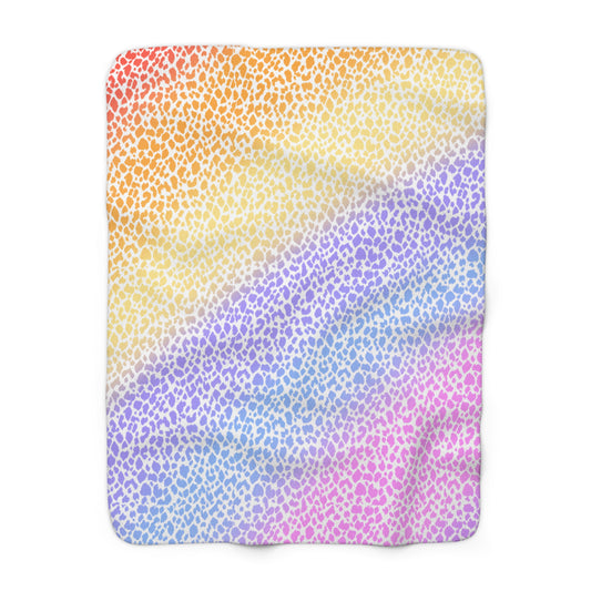 Rainbow Leopard Sherpa Blanket — Soft Cozy Fuzzy Throw for Kids & Teens