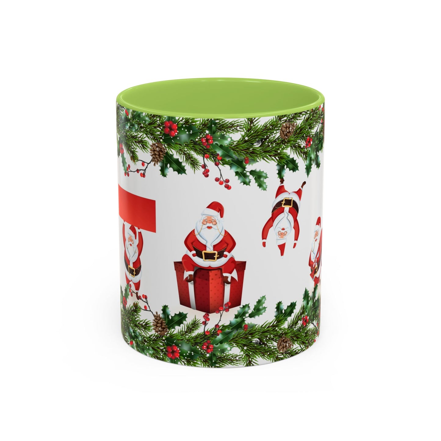 Christmas Santa Pattern Accent Coffee Mug (11/15oz)