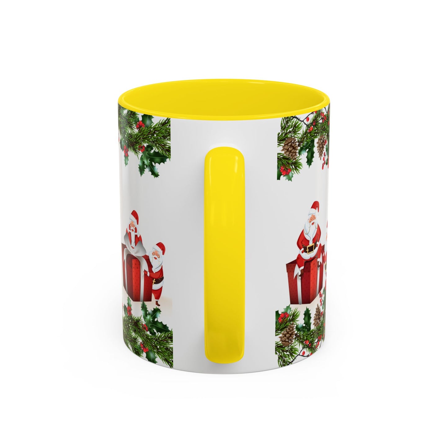 Christmas Santa Pattern Accent Coffee Mug (11/15oz)