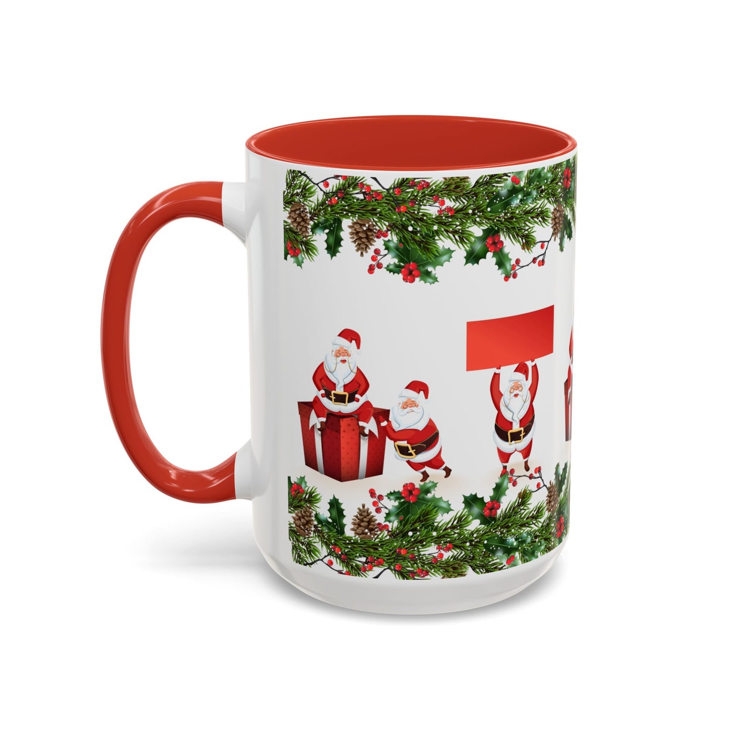 Christmas Santa Pattern Accent Coffee Mug (11/15oz)