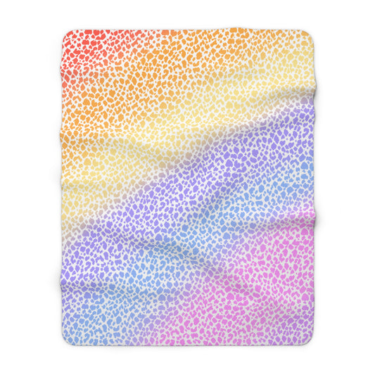Rainbow Leopard Sherpa Blanket — Soft Cozy Fuzzy Throw for Kids & Teens