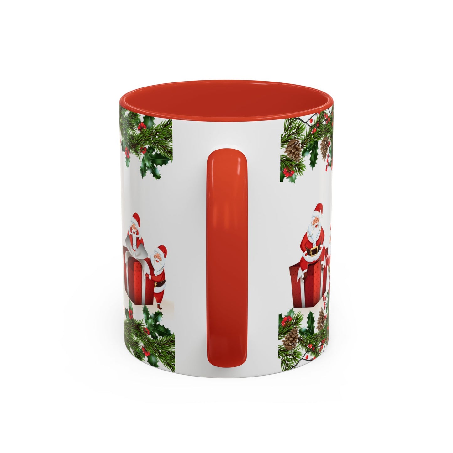 Christmas Santa Pattern Accent Coffee Mug (11/15oz)