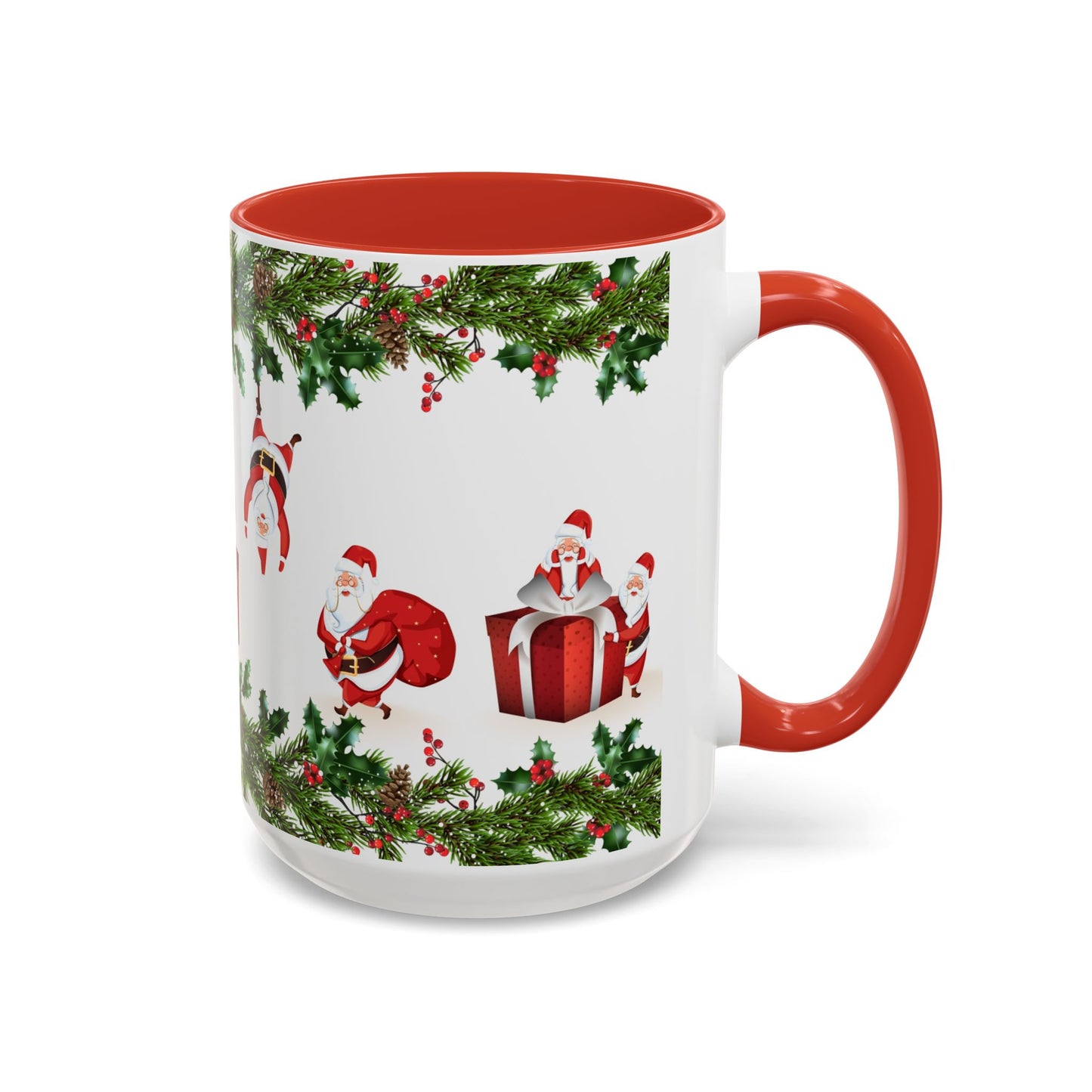 Christmas Santa Pattern Accent Coffee Mug (11/15oz)