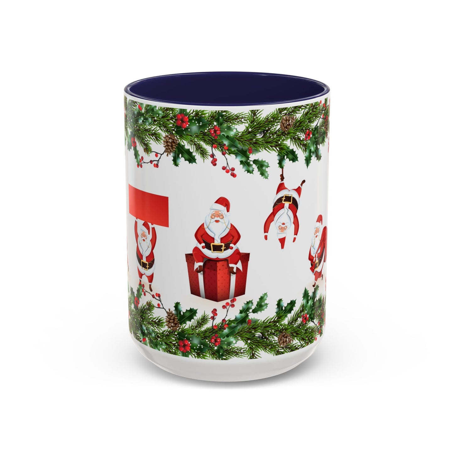 Christmas Santa Pattern Accent Coffee Mug (11/15oz)