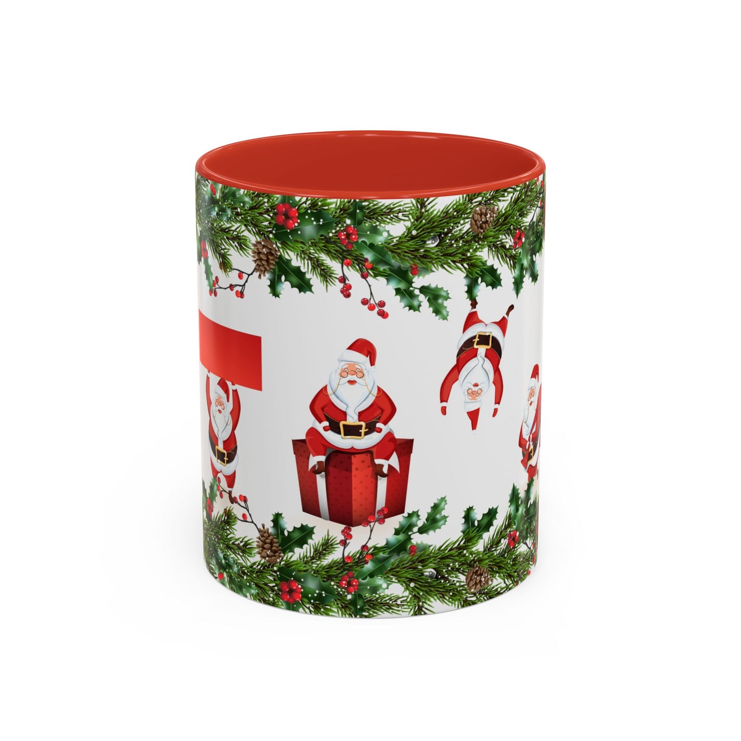 Christmas Santa Pattern Accent Coffee Mug (11/15oz)