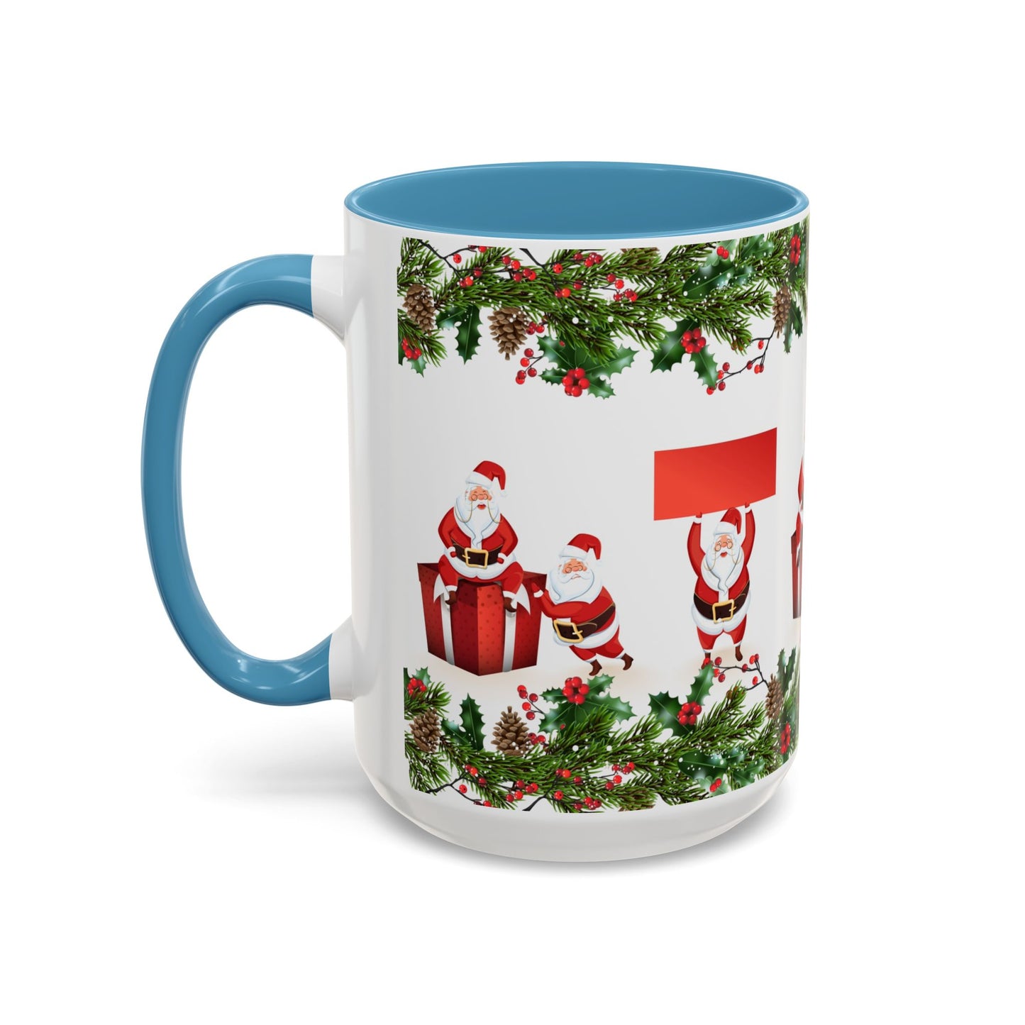 Christmas Santa Pattern Accent Coffee Mug (11/15oz)