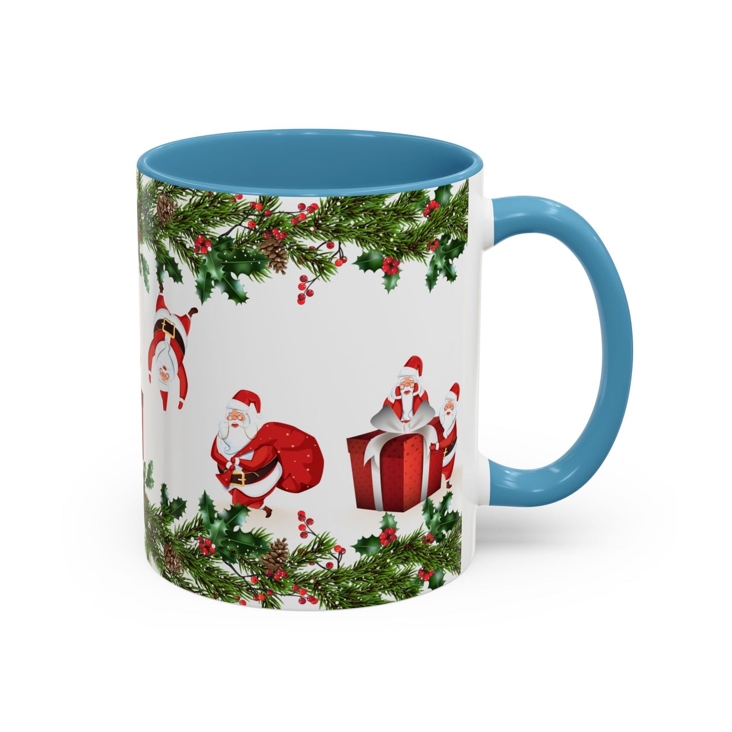 Christmas Santa Pattern Accent Coffee Mug (11/15oz)