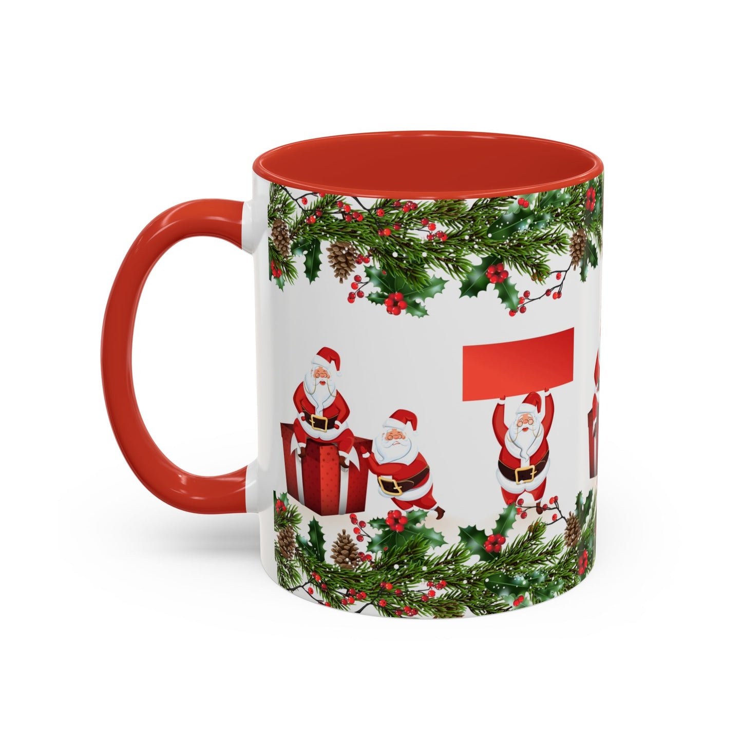 Christmas Santa Pattern Accent Coffee Mug (11/15oz)