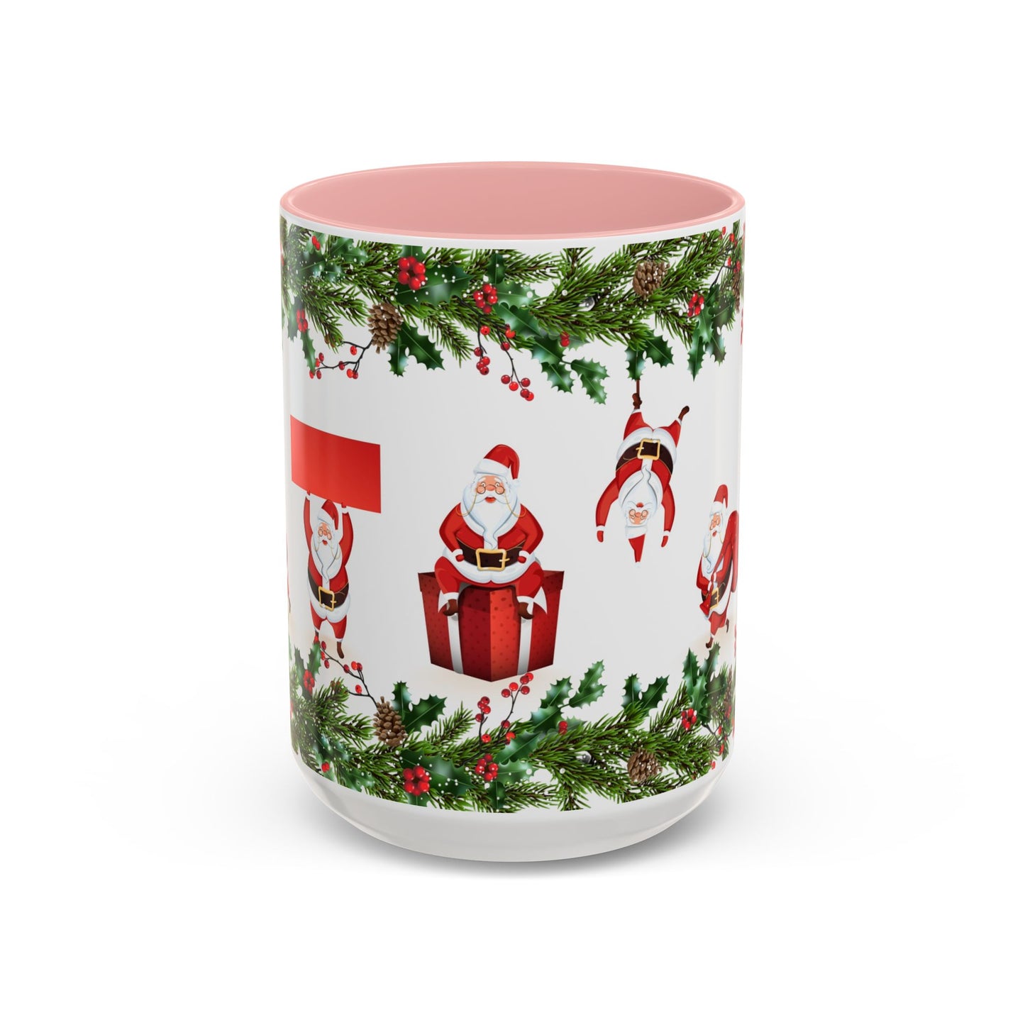 Christmas Santa Pattern Accent Coffee Mug (11/15oz)