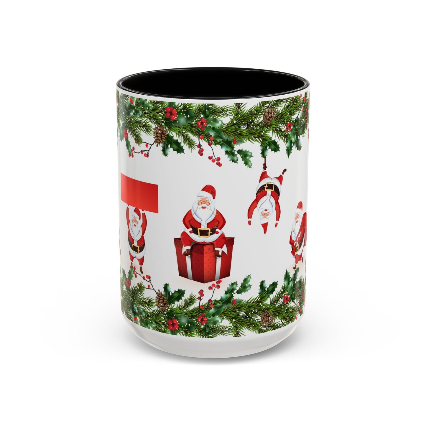 Christmas Santa Pattern Accent Coffee Mug (11/15oz)