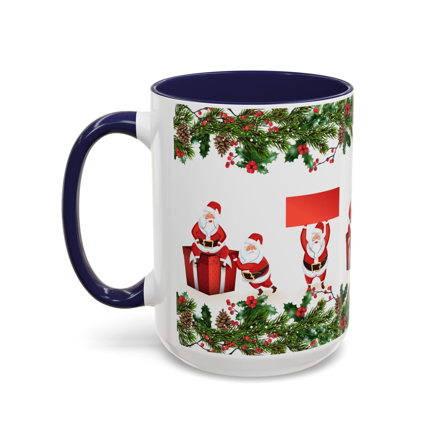 Christmas Santa Pattern Accent Coffee Mug (11/15oz)