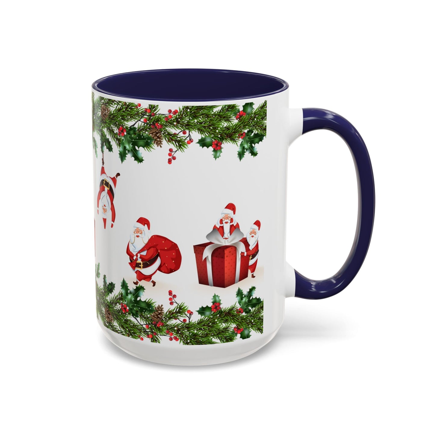 Christmas Santa Pattern Accent Coffee Mug (11/15oz)