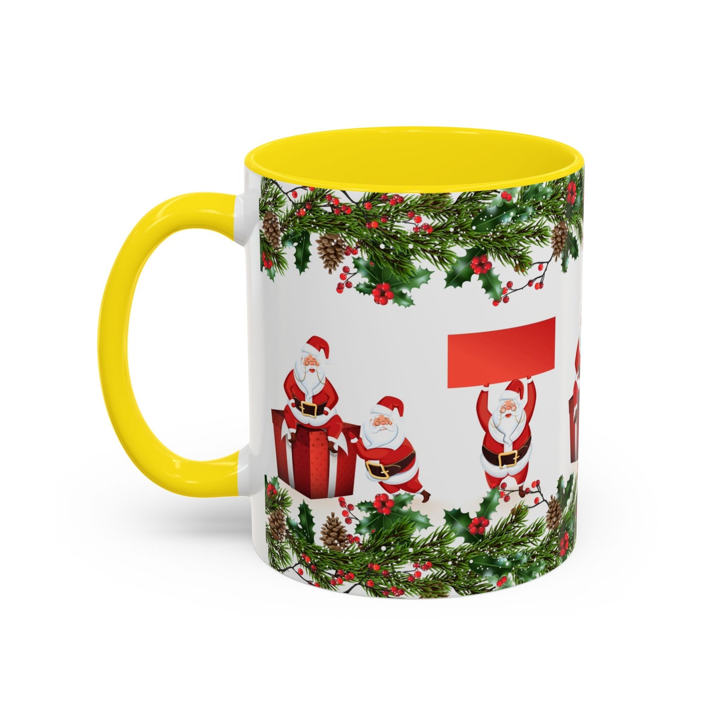 Christmas Santa Pattern Accent Coffee Mug (11/15oz)
