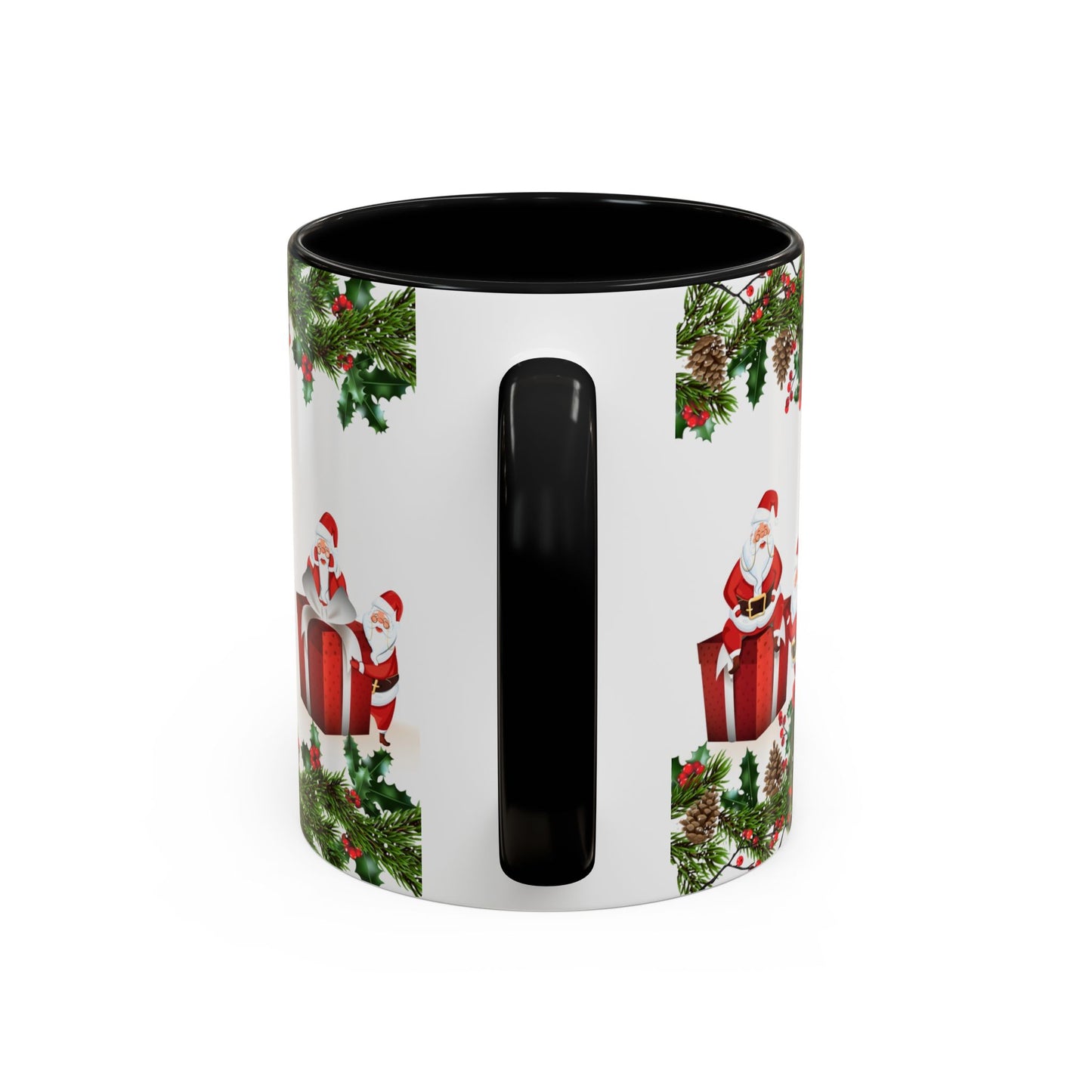 Christmas Santa Pattern Accent Coffee Mug (11/15oz)