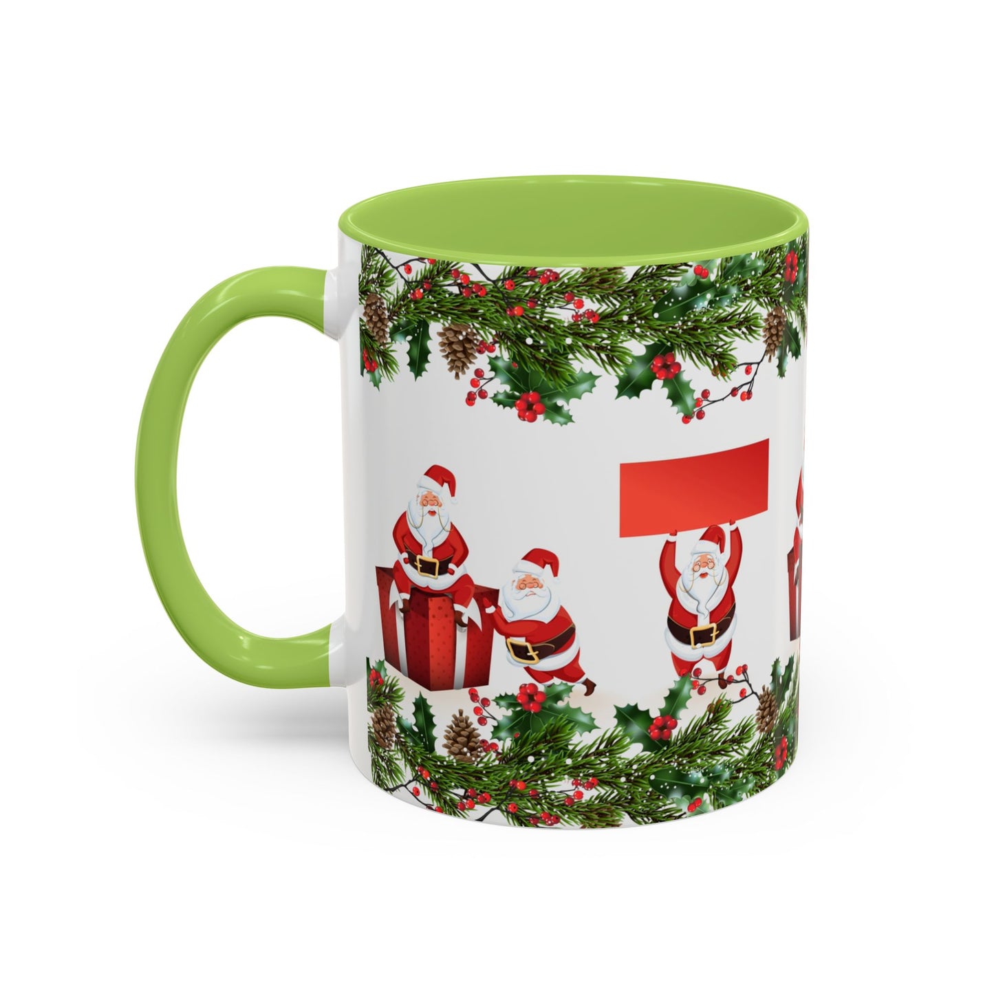 Christmas Santa Pattern Accent Coffee Mug (11/15oz)
