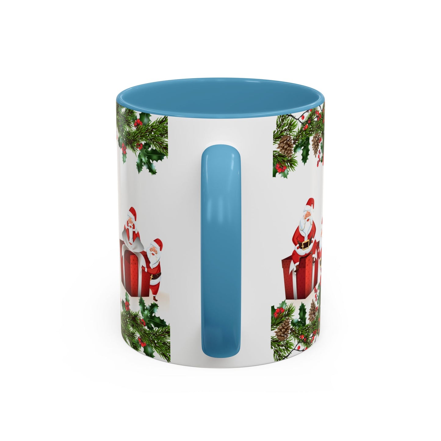 Christmas Santa Pattern Accent Coffee Mug (11/15oz)