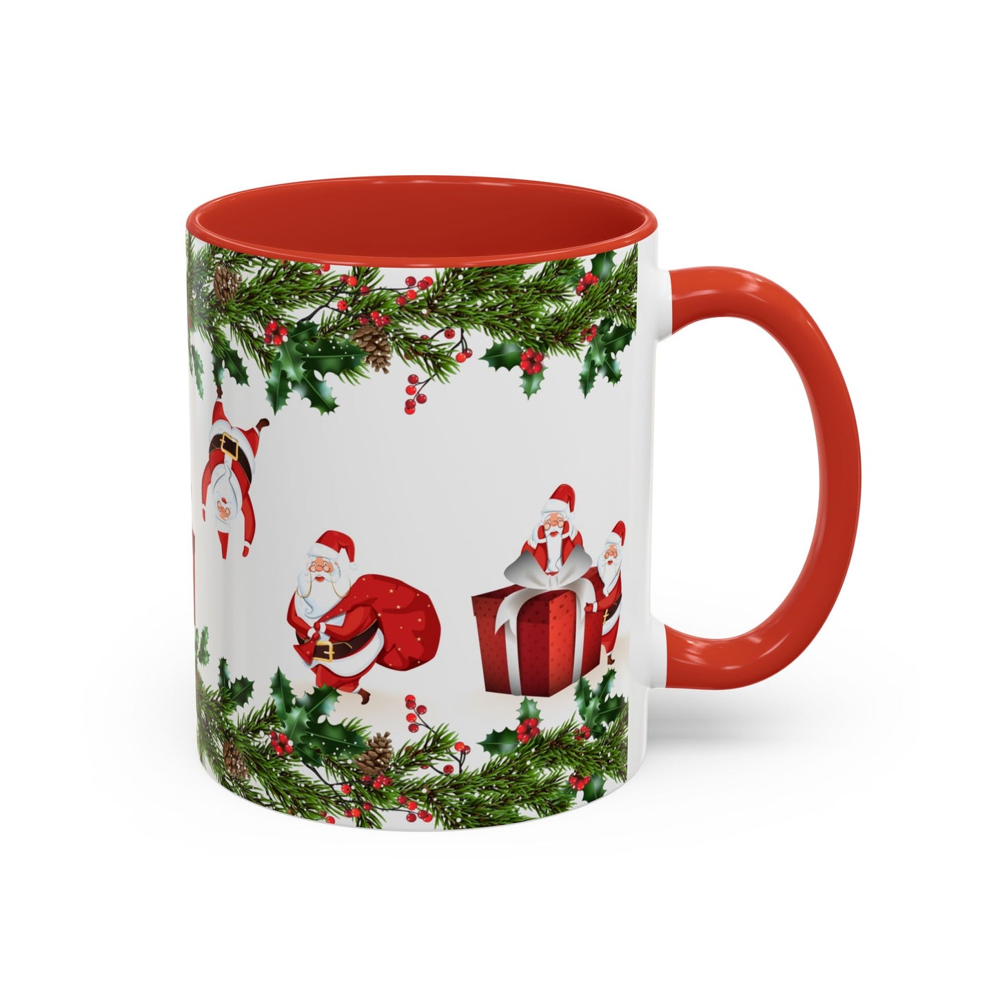 Christmas Santa Pattern Accent Coffee Mug (11/15oz)